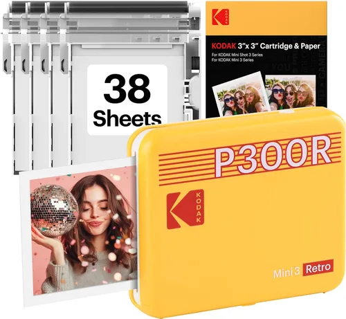 Miniatura 9 de KODAK Mini 3 Retro - Impresora fotográfica portátil 4PASS (3 x 3 pulgadas) Paquete inicial de 8 hojas + 60 hojas, color blanco