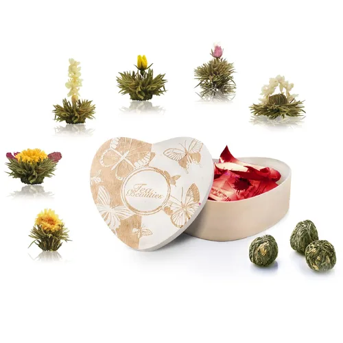 Miniatura 12 de Creano Juego de 6 flores de té verde en elegante caja magnética con relieve plateado