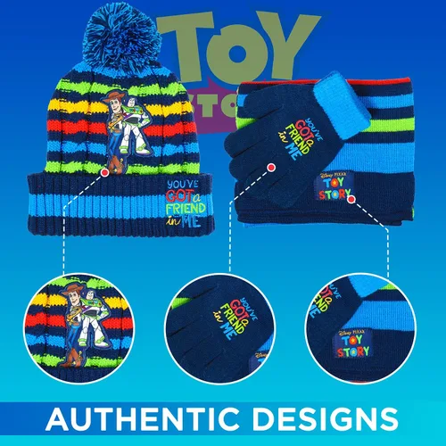 Miniatura 6 de Toy Story - Bufanda de invierno y guantes de nieve para niños y niñas juego de 3 piezas lindo y cálido para exteriores incluye caja de regalo