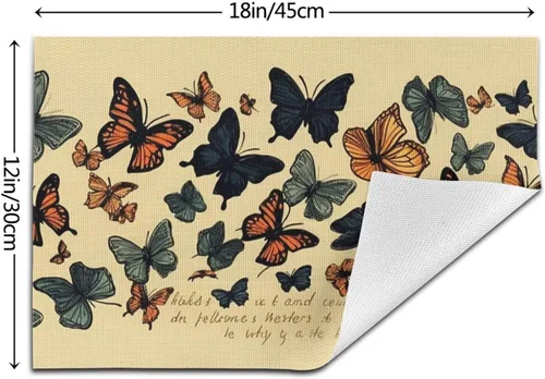 Miniatura 2 de 6 PCS PVC Placemats Set Place Mats Butterflies Flying Non-Slip Weave Place Mats 12" x 18" Farmhouse Table Mat Set for Family Dinners Wedding Parties