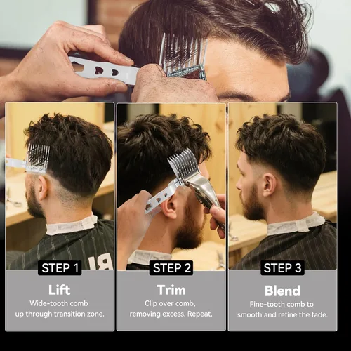 Miniatura 4 de Juego de peines profesionales Blend Friend Fade en color negro para barbero, peines profesionales para hombres y niños, herramientas de corte