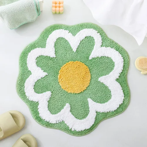 Miniatura 8 de TRUEDAYS Alfombra de baño de flores verdes para suelo de baño, pequeña alfombra de baño antideslizante de absorción de agua, alfombra de baño ultra
