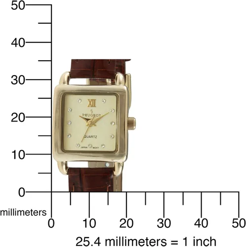 Miniatura 6 de Peugeot - Reloj cuadrado pequeño con correa de piel auténtica para mujer