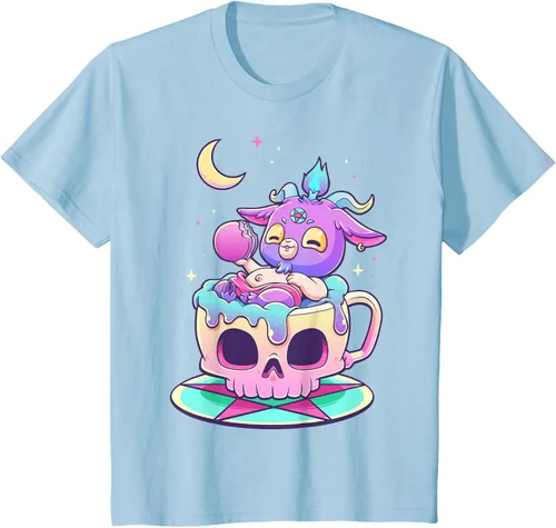 Miniatura 9 de Kawaii Pastel Goth Cute espeluznante Pentáculo Baphomet - Camiseta de cabra, Negro