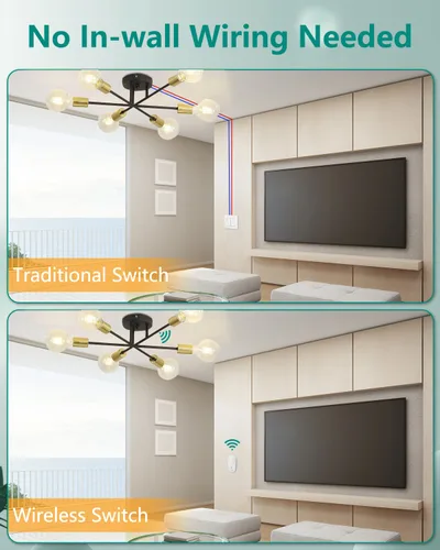 Miniatura 2 de Interruptores inalámbricos para luces, no requiere cableado en la pared, interruptor de luz de control remoto, interruptor de panel inalámbrico