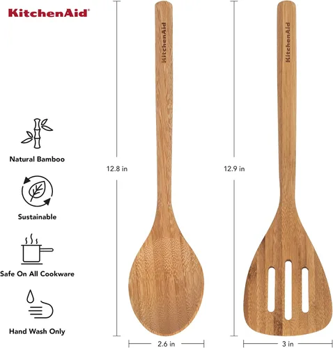 Miniatura 2 de KitchenAid Juego de espátula y cuchara de bambú, 2 piezas