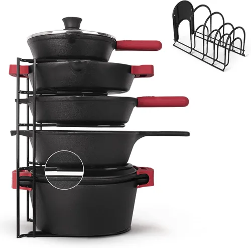Miniatura 13 de Cuisinel Organizador de ollas y sartenes resistente, estante extra grande de 5 niveles, capacidad para sartenes de hierro fundido, horno holandés