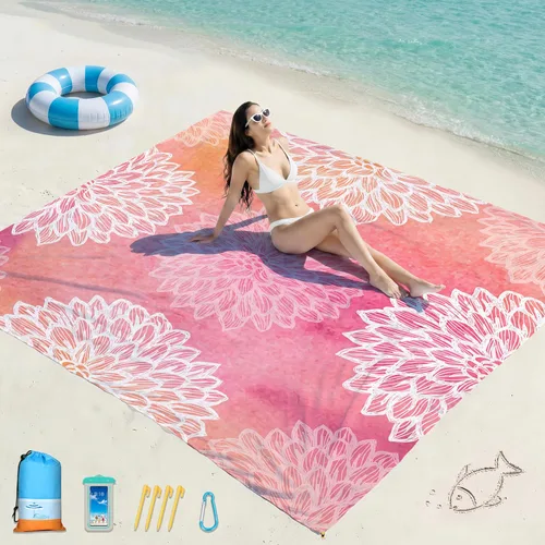 Miniatura 131 de Famstar Beach Blanket Oversized Extra Large 78"X81"/10'X9',Waterproof Sandproof Beach Blanket 2-8 Adults Lightweight Durable for Travel Camping