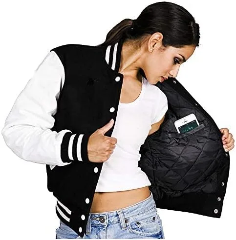 Miniatura 4 de Stewart & Strauss Chaqueta Varsity Letterman original desde 1977 (48 colores del equipo) Lana y cuero XXS a 6XL