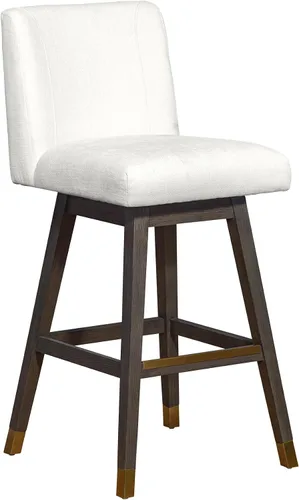 Miniatura 34 de Armen Living Sicily Modern Farmhouse Taburete giratorio de madera negra de 30 pulgadas de altura de asiento para encimera de isla de cocina en tela