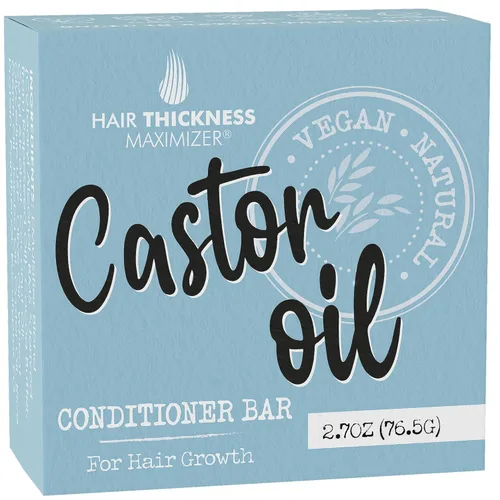 Barra acondicionadora de aceite de ricino para el crecimiento del cabello. Ecológica, vegana, segura para el color, pH equilibrado. Barra de
