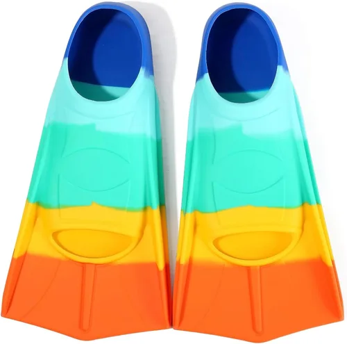 Miniatura 31 de Aletas de natación para niños, aletas cortas para niños y jóvenes, aletas de natación para entrenamiento de natación para niños, niñas, niños Azul