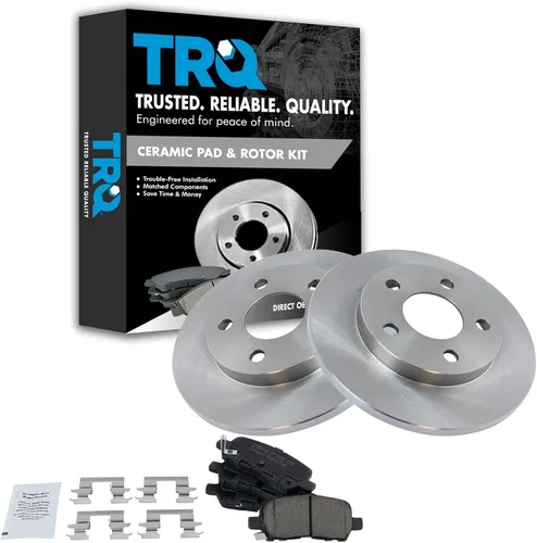 Miniatura 64 de TRQ Kit de rotor de freno trasero y pastillas de cerámica Posi premium compatible con camioneta Chevy GMC