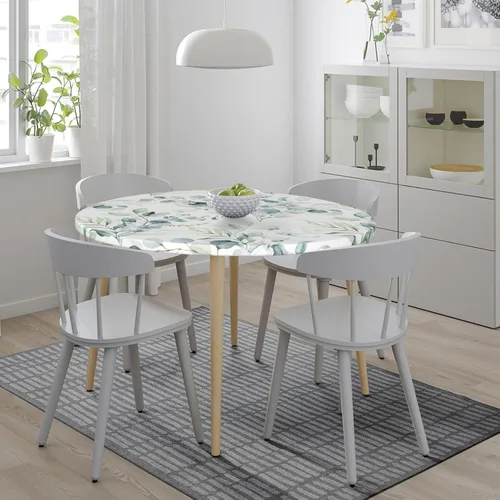 Miniatura 2 de Mantel elástico redondo con borde de hojas verdes salvia, ajustable para mesa de 40 a 44 pulgadas de diámetro