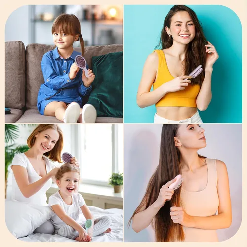 Miniatura 4 de Bituemly 4 mini cepillos para el pelo, cepillo desenredante de viaje para niñas, niños, mujeres, hombres, cepillo pequeño de bolsillo para cabello