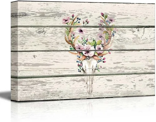 Miniatura 22 de wall26 - Obra de arte con estampado de madera de ciervo en bosque de abedules - Lienzo rústico para pared, arte para el hogar - 16 x 24 pulgadas