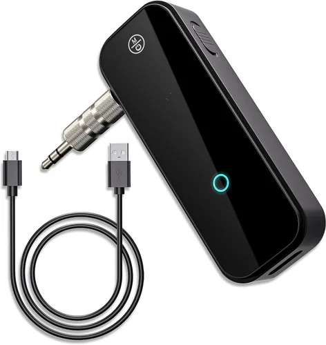 Adaptador Bluetooth auxiliar portátil de 0.138 in de dientes azules adaptador auxiliar para coche 2 en 1 receptor Bluetooth inalámbrico para
