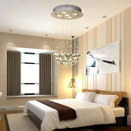 Miniatura 3 de Tangkula Moderno candelabro de cristal K9, lámpara de techo LED de montaje empotrado para sala de estar, comedor y dormitorio, 5 luces GU10