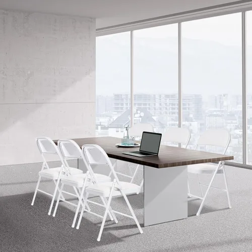 Miniatura 2 de Paquete de 6 sillas plegables con asientos acolchados, silla plegable acolchada con marco de acero para eventos, oficina en casa, silla plegable