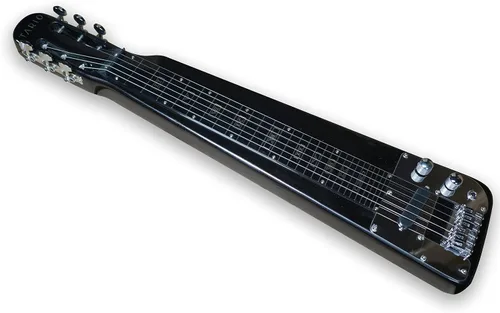 Miniatura 5 de TARIO Lap Steel Guitar 6 String Cabeza ranurada Stock Electric Slide Guitarras con bolsa de concierto (negro)