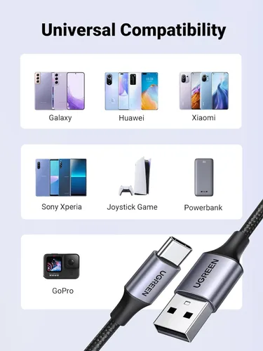 Miniatura 4 de UGREEN Cable USB a USB C, cable Carplay de automóvil USB A a tipo C, cable USB C trenzado de carga rápida compatible con iPhone 16/16 Plus/16