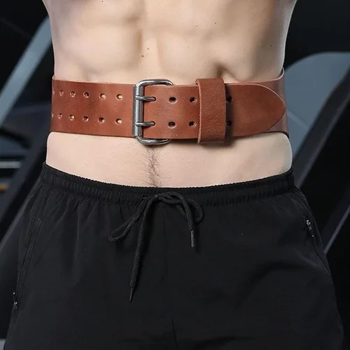 Miniatura 4 de Cinturón de levantamiento de pesas, cinturón de cuero para levantamiento de pesas para hombres, cinturón de pesas para gimnasio, soporte lumbar