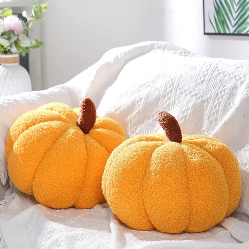 Miniatura 11 de Queekay 2 almohadas de calabaza de felpa de 11 x 9.5 pulgadas, decoración de calabaza rellena de Acción de Gracias para otoño, hogar, dormitorio