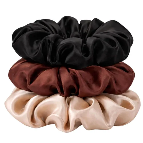 XL Satin Scrunchie for Thick Hair – Oversized Hair Scrunchy for Ponytail Bun or Sleeping – Frizz Free Satin Hair Tie for Women and Girls (3PK - 3PK