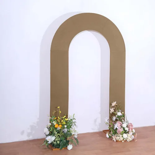 Miniatura 21 de Efavormart - Funda de arco abierto de elastano beige de 7 pies, doble cara, ajuste cómodo, en forma de U, para bodas escandalosas y decoración