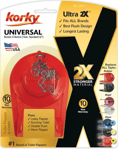 Miniatura 6 de Korky 2017BP - Válvula de inodoro universal de 2 pulgadas de alto rendimiento, de goma de larga duración, fácil de instalar, fabricada en Estados