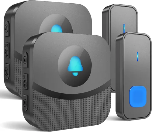 Miniatura 9 de SURFOU Kit de timbre inalámbrico para todo tipo de clima, conexión confiable de 1300 pies, campana de puerta impermeable para exteriores, 5 niveles