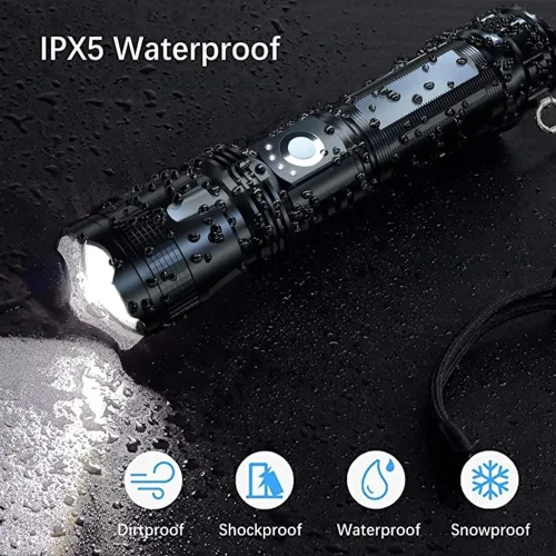 Miniatura 5 de BERCOL Linternas recargables de alto lúmenes, 90000 lúmenes, luz LED súper brillante, 5 modos, luz de flash de mano impermeable IPX5 para el hogar