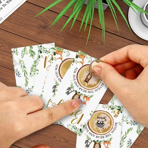 Miniatura 4 de Juego de 50 piezas para raspar para baby shower, juego decorativo de baby shower, juego decorativo para baby shower, juego de rifas impresas
