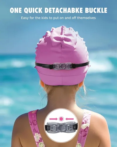 Miniatura 6 de Aegend Gafas de natación – Gafas de natación para niños de 3 a 14 años, niñas y jóvenes, sin fugas, visión clara Rosa brillante