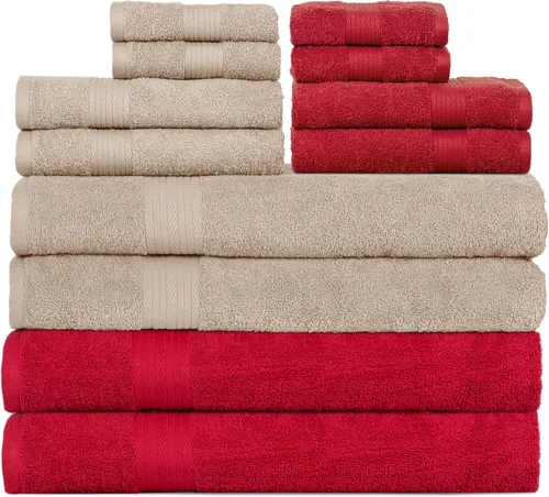 Miniatura 17 de Ample Decor Juego de 12 toallas de baño de 600 GSM, 100% algodón, 4 toallas de baño, 4 toallas de mano, 4 paños de lavado, absorbentes y suaves