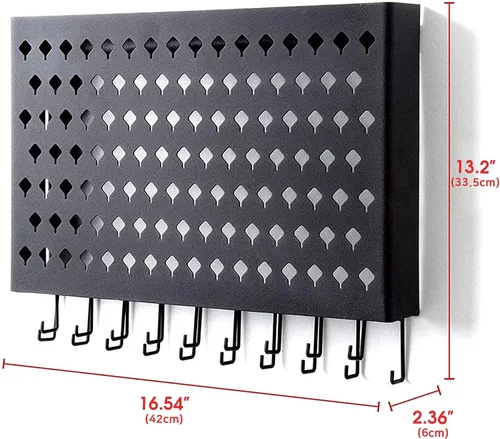Miniatura 7 de JackCubeDesign MK329A - Organizador de joyas montado en la pared, collar y aretes, soporte para pulsera con 109 agujeros y 19 ganchos