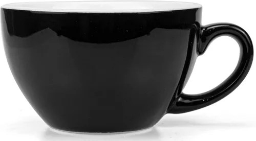 Miniatura 4 de Yesland Paquete de 2 tazas y platillo de café de cerámica de 8.5 onzas, tazas de capuchino negro brillante para cafetería y barista, perfectas