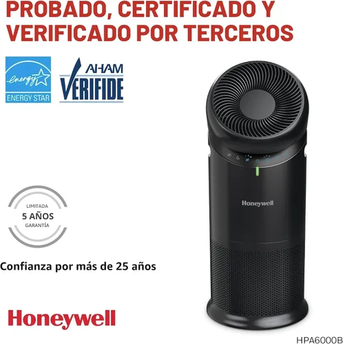 Miniatura 11 de Honeywell Allergen Plus™ - Purificador de aire HEPA 3 en 1 para el hogar, ventilador y flujo de aire ajustable para habitaciones grandes de hasta