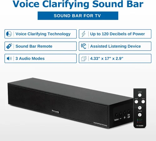Miniatura 2 de TV · Ears Barra de sonido para TV, aclaración de voz, altavoces de televisión de largo alcance, barra de sonido de 17 pulgadas para un diálogo
