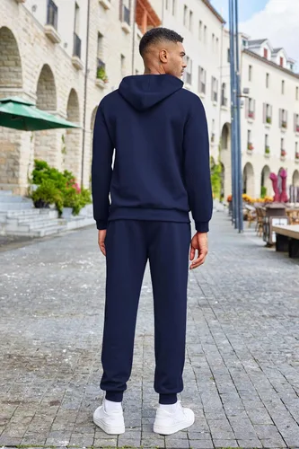 Miniatura 3 de COOFANDY Conjunto deportivo para hombre, 2 piezas, sudadera con capucha de gofre, conjunto deportivo para correr