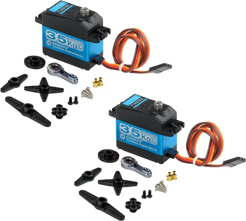2PCS DS3235 High Torque 35kg Digital Servo Coreless Motor Waterproof Full Metal Gear Steering Servo with 25T Metal Arm for Robot RC Car (180°)