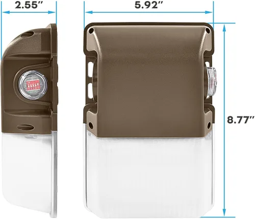 Miniatura 6 de LUXRITE Paquete de luz LED de pared de 15/20/25W con fotocélula 3CCT 3000K/4000K/5000K, 1800/2400/3000LM seleccionable, iluminación LED exterior