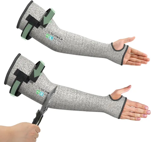 Miniatura 18 de Schwer ANSI A6 Mangas resistentes a cortes, mangas protectoras para brazos de 18 pulgadas con agujero para el pulgar para protección de trabajo