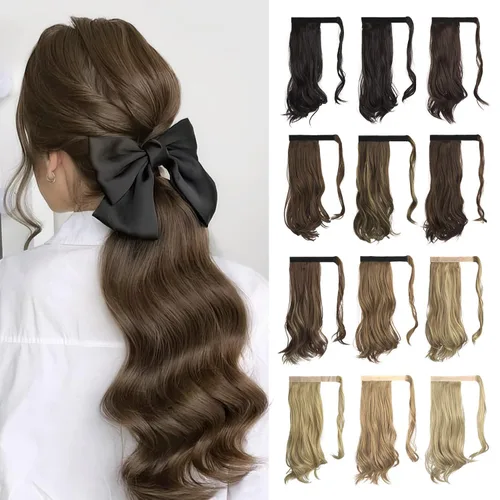 Miniatura 10 de SOFEIYAN - Extensión de cola de caballo rizada de 15 pulgadas, pelo sintético resistente al calor, pieza de cabello ondulada natural, para envolver
