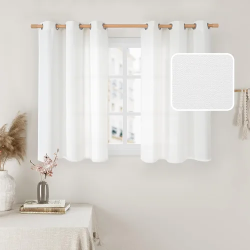 Miniatura 37 de LAMIT Cortinas de Lino Blancas Semitransparentes para Dormitorio, Paneles Filtrantes de Luz, Cortinas de Lino con Ojales de Protección de Privacidad