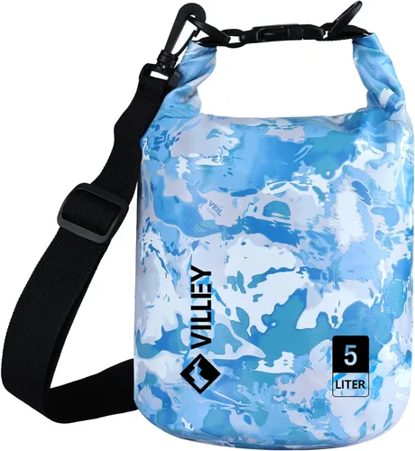 VILLEY Bolsa Seca Impermeable 5L con Cierre Enrollable Mantiene el Equipo Seco Saco Seco Ligero para Kayak Navegación Camping Natación y Aventuras