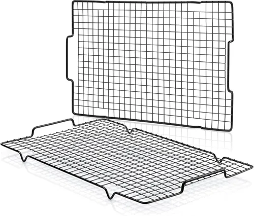 HULISEN Rejilla de enfriamiento de 16 x 10 pulgadas, estante antiadherente para hornear con mango que se adapta a media bandeja de hoja, estantes de
