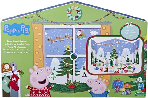 Miniatura 3 de Peppa Pig Peppa's - Calendario de Adviento para niños, contiene 24 juguetes sorpresa, 4 figuras familiares de Peppa Pig navideños; a partir de 3 años