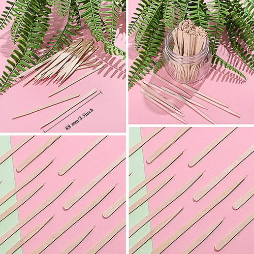 Miniatura 3 de Whaline 400 piezas de palitos de cera pequeños aplicadores de espátulas de madera para depilación de cejas