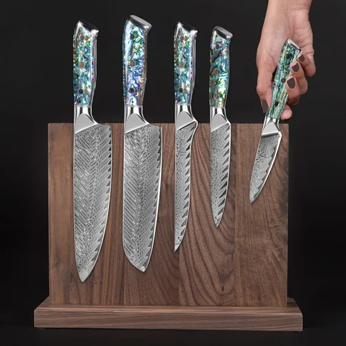 Miniatura 9 de SENKEN - Bloque magnético de madera de acacia natural, imanes de neodimio ultra fuertes de doble cara, soporte para cuchillos para 16 cuchillos